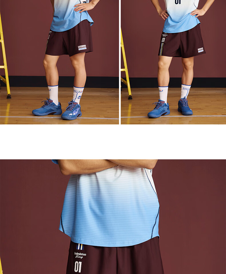 KUMPOO Badminton Shorts Men's Sports Shorts Crying Center Collaboration Series ACK261603-White XL 16