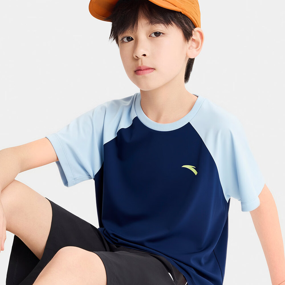 Anta Kids Quick-Dry Short Sleeve T-Shirt 2026 Summer Breathable Colorblock Sports TA72625109 15
