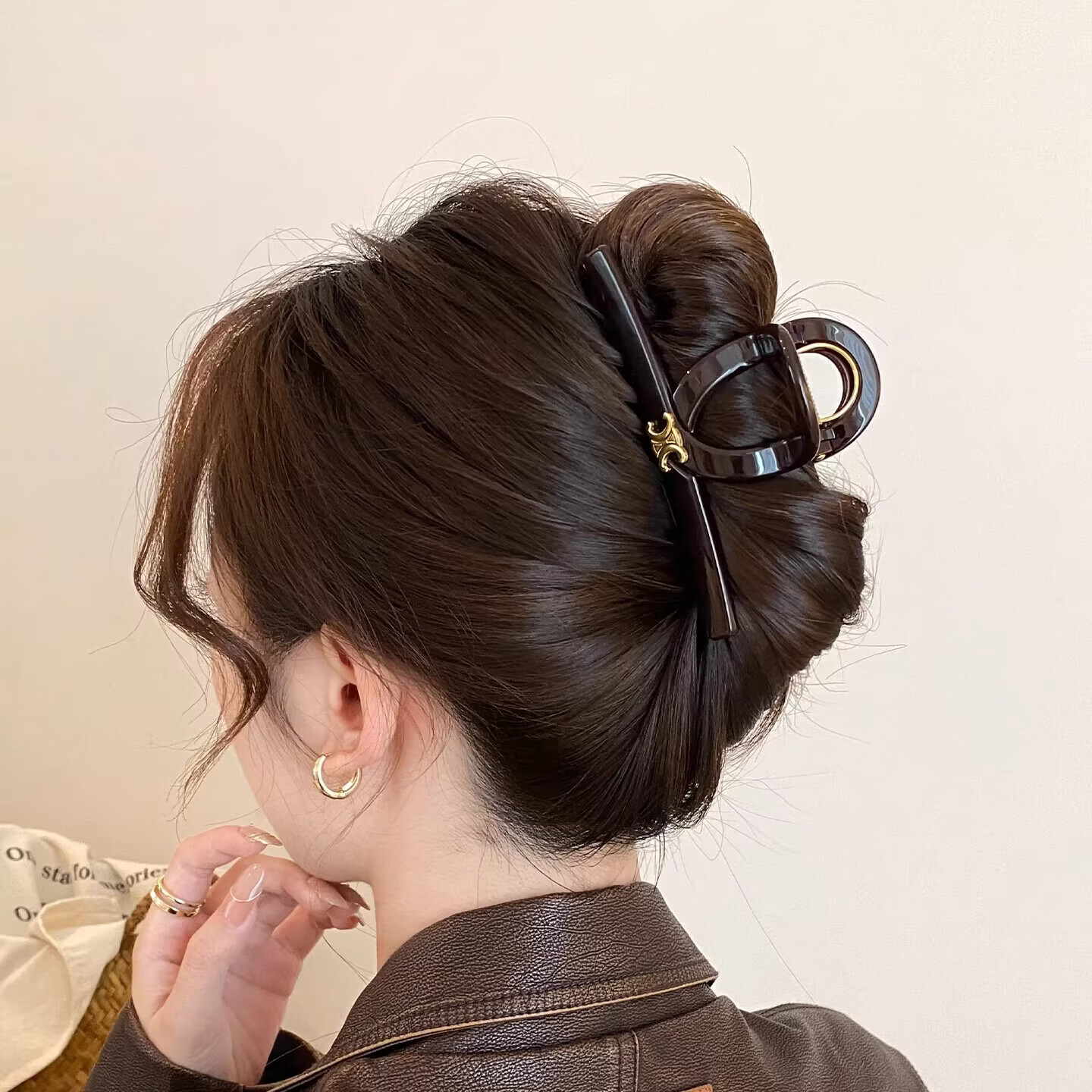 Jinglei Elegant Black Bow Large Hair Clip Women French Luxury Shark Clip Fashion Updo Hair Clamp 10