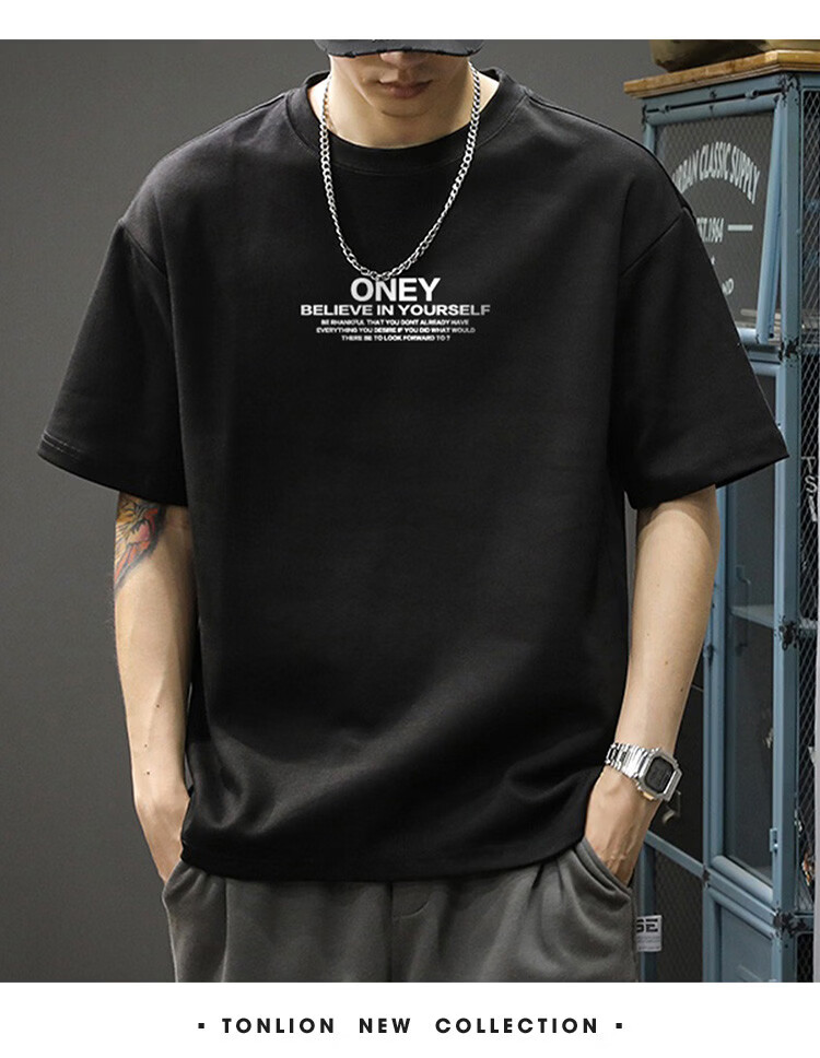 TonLion 2026 Summer New Men's Short Sleeve T-Shirt Front Print Loose Fit Crew Neck Casual Base Layer Top 10