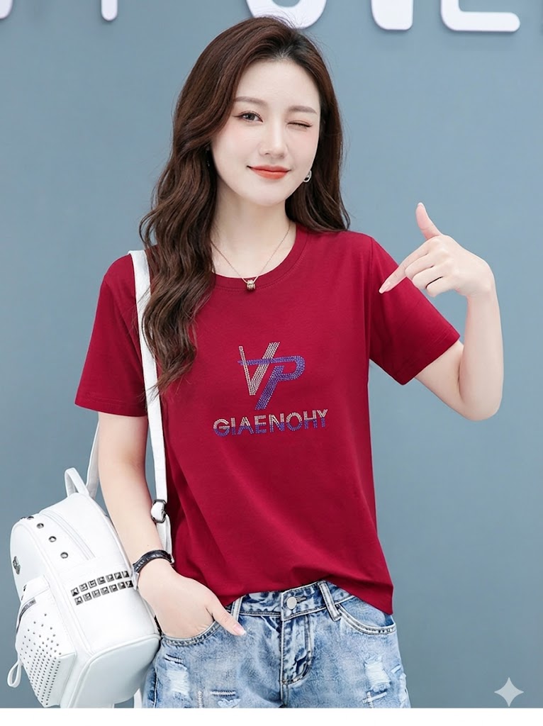 AEMAPE Women's Short Sleeve Summer 2026 New Mid-Age Thin Loose Fit Crew Neck T-Shirt 20