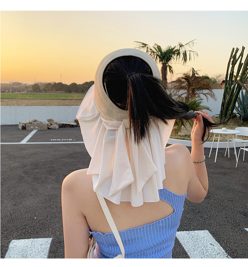 TUCANO Women's Summer Open-Top Sun Hat with Wide Brim Outdoor Cycling Face-Covering UV Protection Shawl Sunshade Hat 11