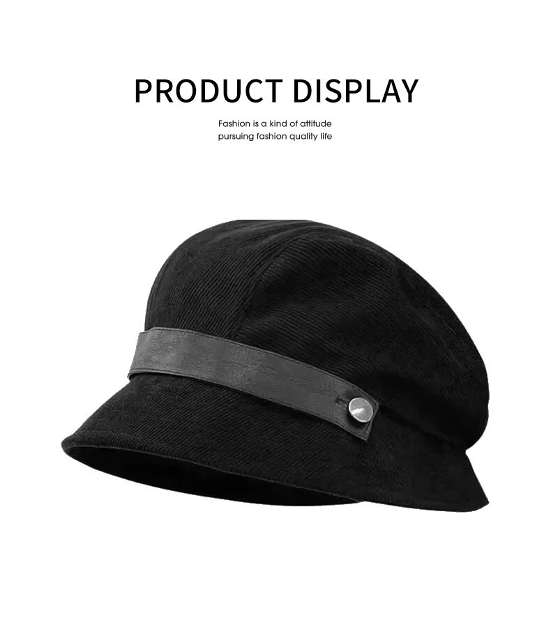 Corduroy Fisherman Hat with Belt Deepening Face Slimming Maillard Color Autumn Winter New Windproof Coffee One Size 13