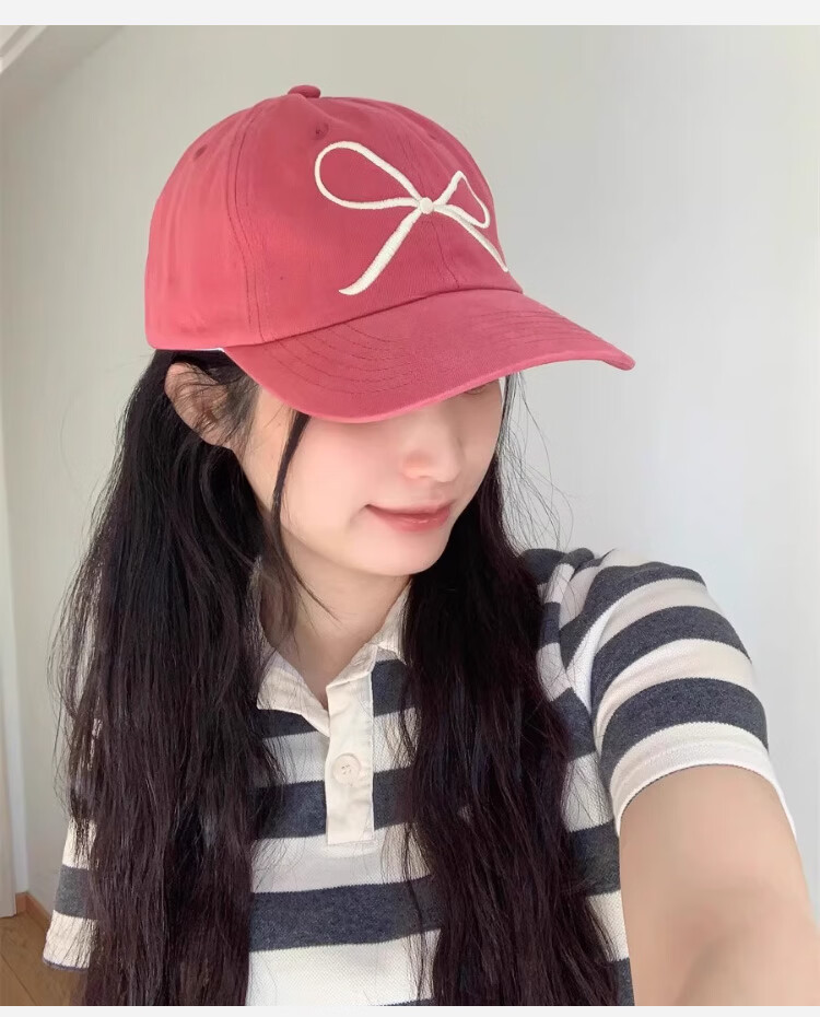 Peak Women's Baseball Cap Outdoor Sunshade Embroidered Bow Sweet Korean Style Fashion Street Dance Duckbill Hat Large Brim Slim Face 12