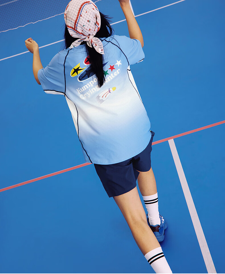 KUMPOO (KUMPOU) Badminton Short-Sleeve Quick-Dry Top, T-Shirt, Crying Center Co-Branded Competition Uniform, ACT261610-White, Size M 10