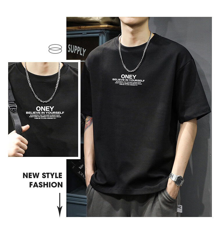TonLion 2026 Summer New Men's Short Sleeve T-Shirt Front Print Loose Fit Crew Neck Casual Base Layer Top 9