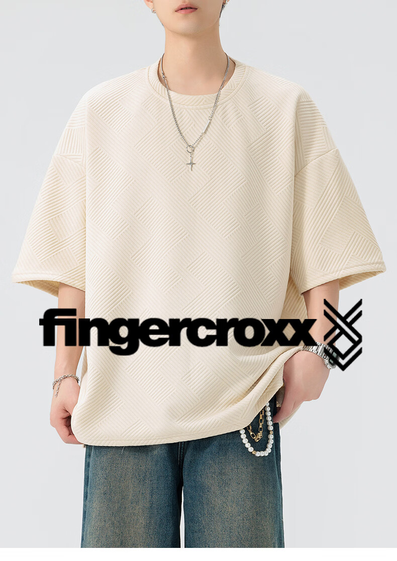 Fingercroxx IT Men's Summer Casual Basic Cotton T-Shirt, Trendy Loose Fit Short Sleeve Crew Neck Top, White, M 10