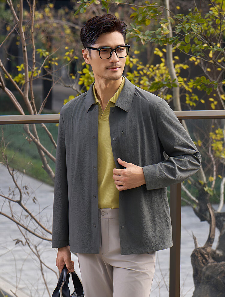 Shirt Lao Luo [Yundun] Tear-Resistant Functional Plaid Breathable Moisture-Permeable Polo Collar Hidden Button Shirt Jacket 261L7J537N 2
