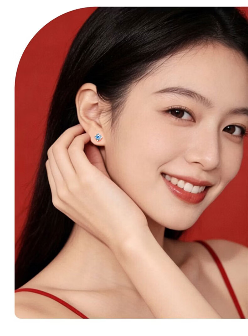 Dijing Weekly Stud Earrings Gift Box Qixi Valentine's Day Gift for Girlfriend Luxury 925 Silver Needle Earrings Silver Ear Rings 13