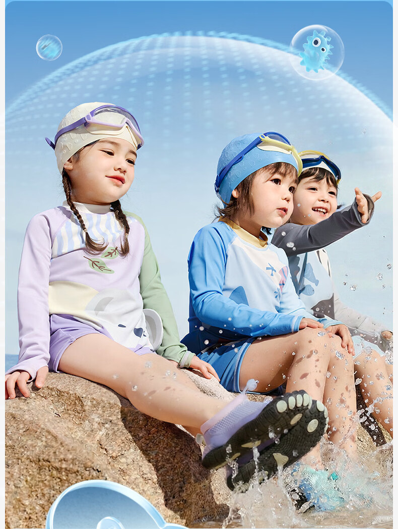 Kocotree KK Tree Kids Swimsuit Original Yarn UV Protection Cartoon Long Sleeve Swimwear Reinforced Back Anti-Sunburn 17