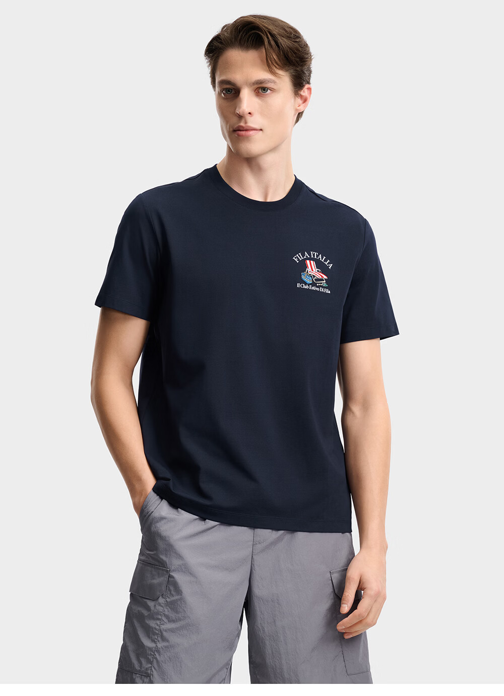 FILA Official Men's Knitted Short Sleeve Shirt 2026 Summer New Casual Cool Comfortable Dry Embroidered T-Shirt 10