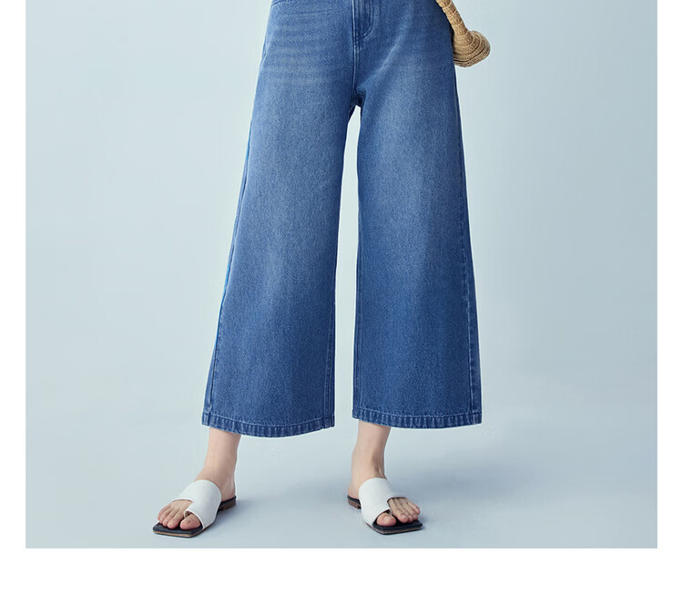 Giordano Women's Cat Whisker Washed Mid-Rise Cropped Wide-Leg Jeans 2026 Summer New 13426338 7