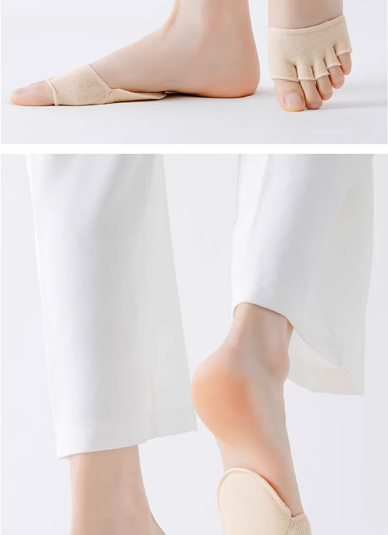 Yimian Women's Summer Thin Half-Toe Cotton Socks Five-Toe Front Foot Half Palm Socks High Heel Socks 5 Pairs TT 10