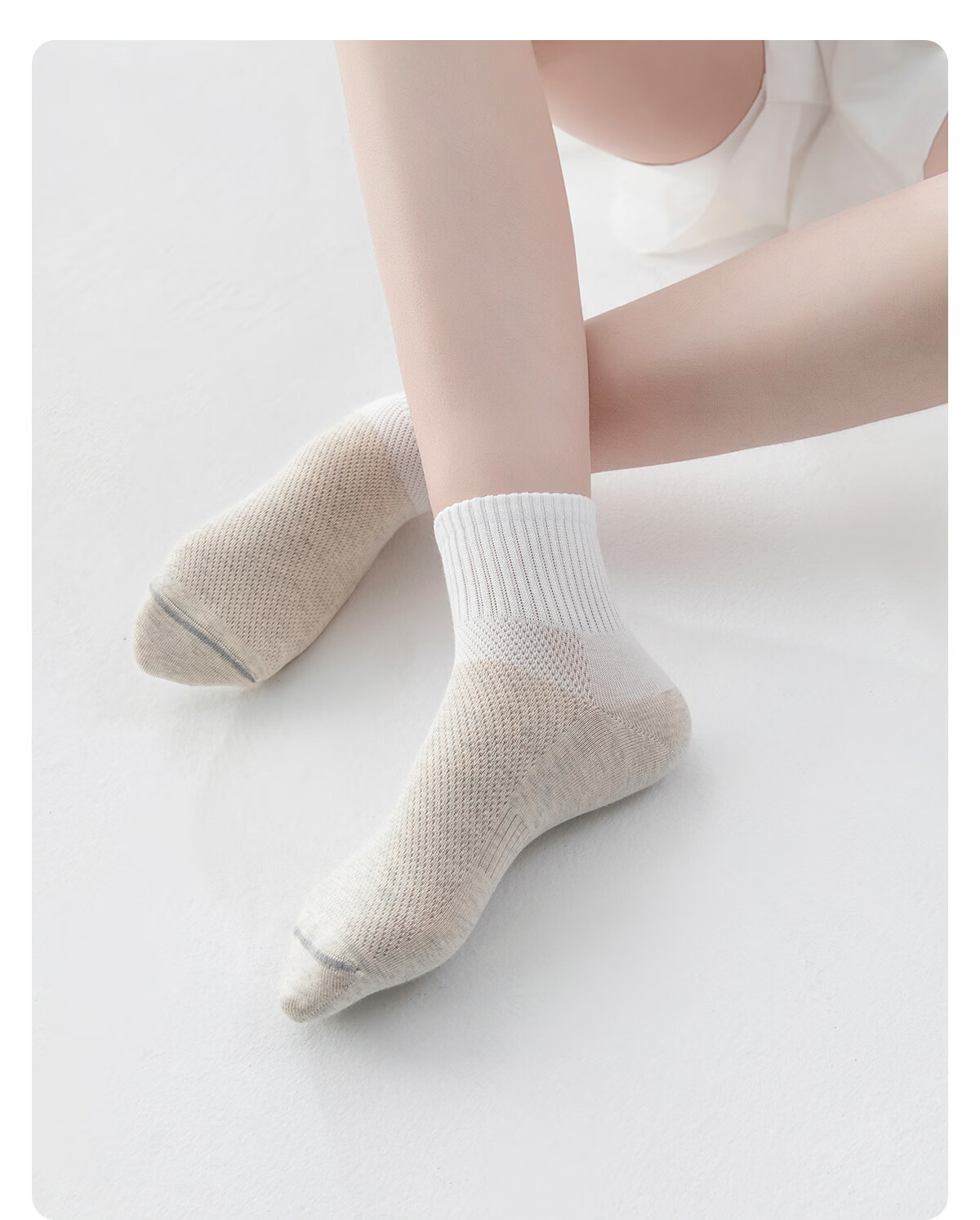 Herbal Original Camellia Student Deodorant Socks Black White Gray Spring Summer Thin Mesh Boys Girls Antibacterial Cotton Socks 25
