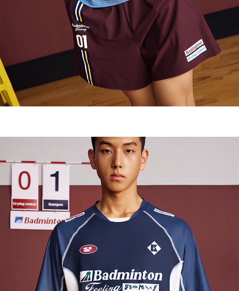 KUMPOO (KUMPOU) Badminton Short-Sleeve Quick-Dry Top, T-Shirt, Crying Center Co-Branded Competition Uniform, ACT261610-White, Size M 17