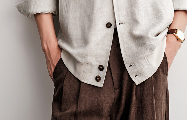 HAUT TON Vintage Style Linen Lyocell Knit Casual Jacket Men's Coat 2026 Spring Autumn Cardigan Shirt 6046 2