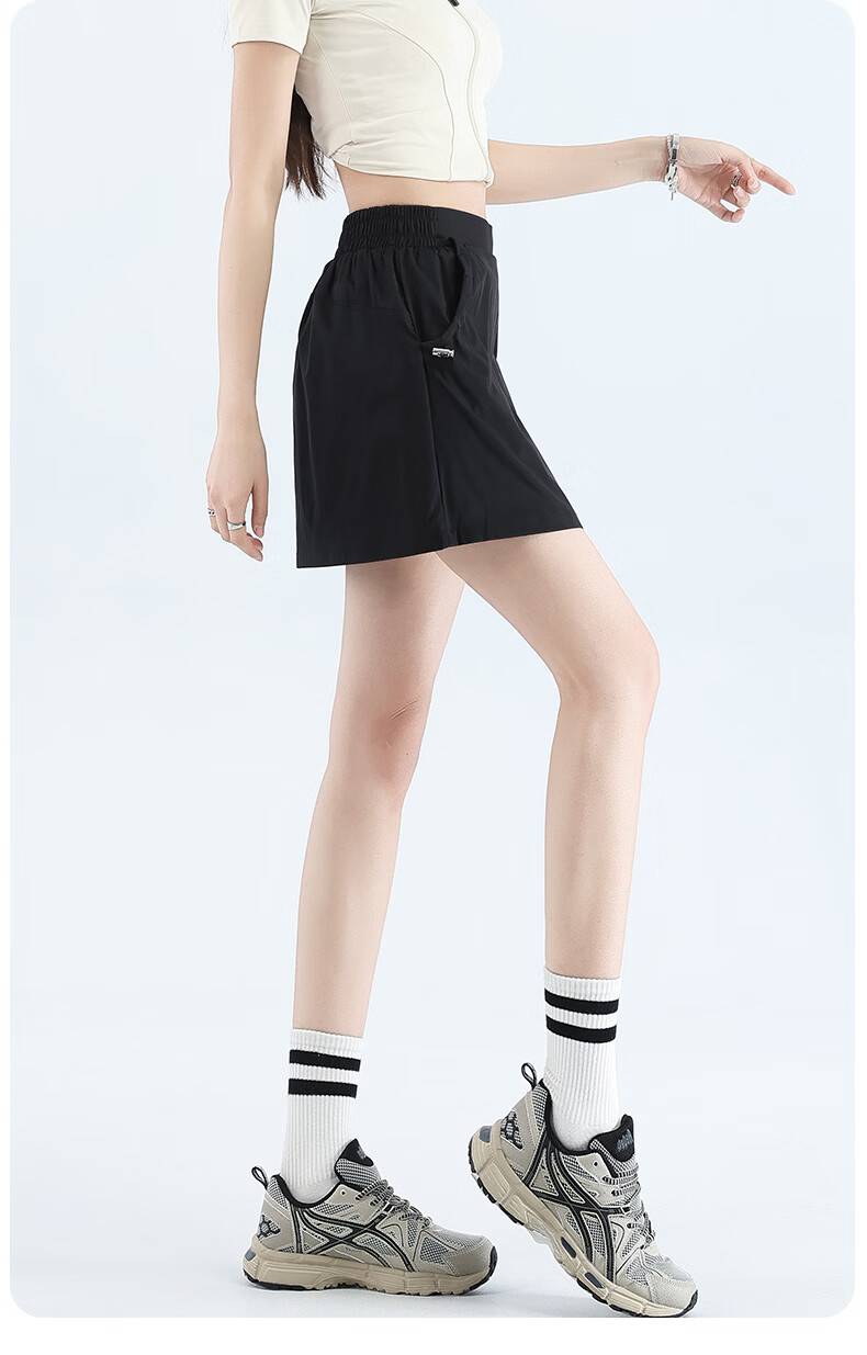 Langsha Women's Summer High-Waist Thin A-Line Workwear Skirt Elastic Waist Cool Comfortable Versatile Short Skirt 22