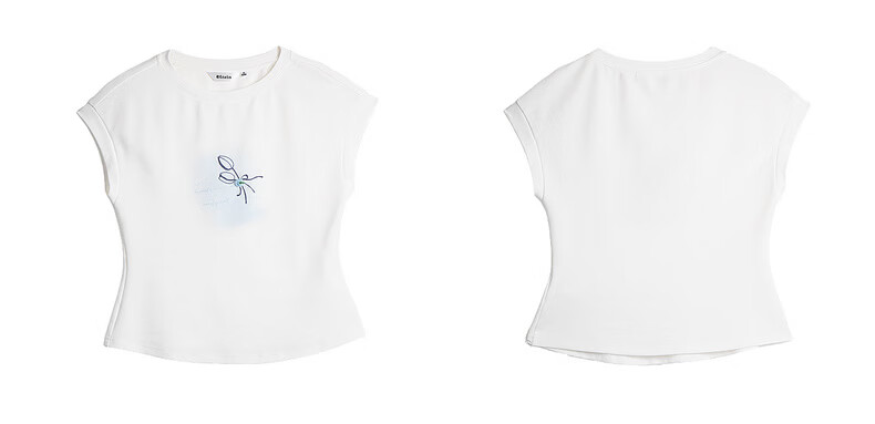 Olrain Eurier Printed Button Sleeve Top New Summer Women's White Casual Commuter Short Sleeve T-Shirt White M 7