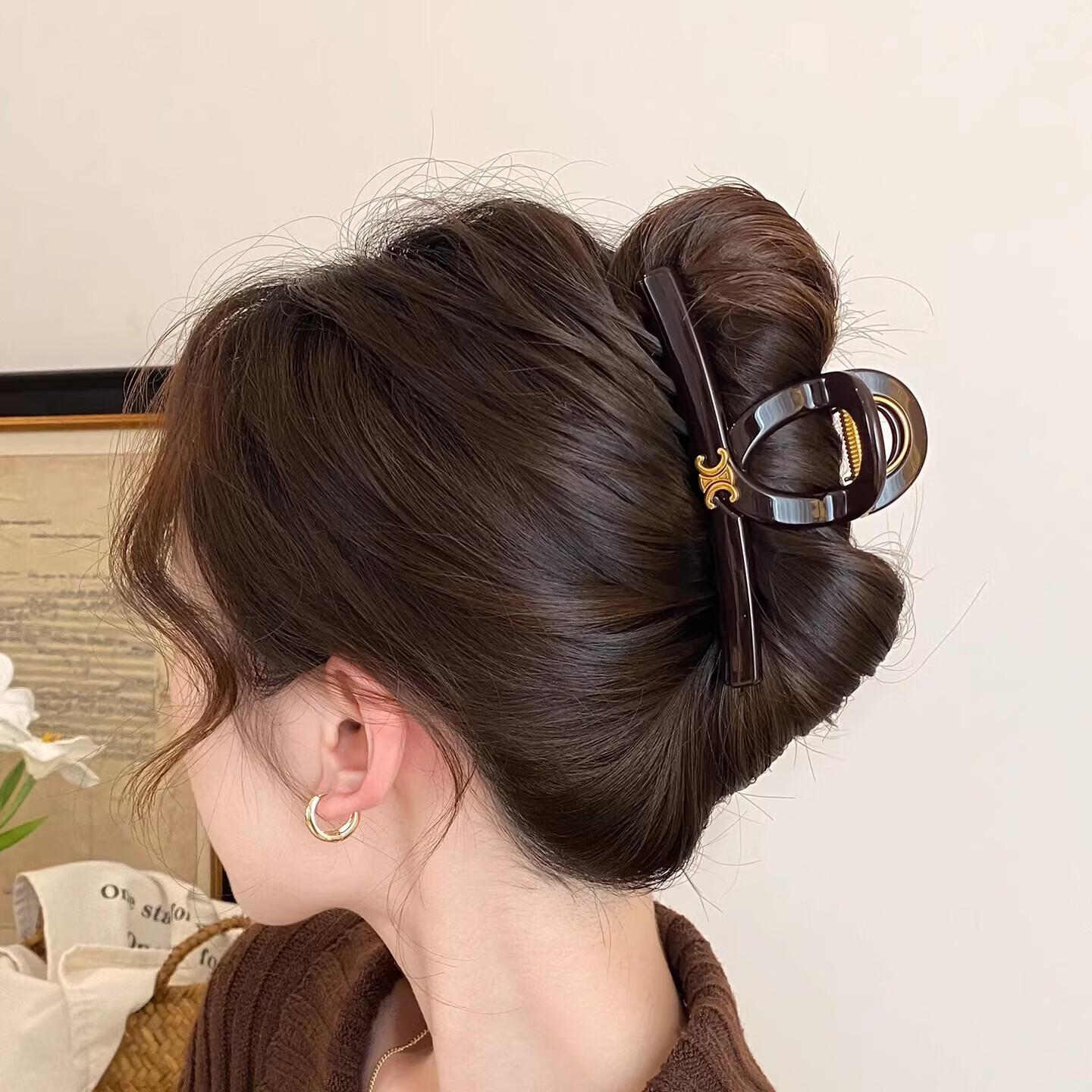 Jinglei Elegant Black Bow Large Hair Clip Women French Luxury Shark Clip Fashion Updo Hair Clamp 8