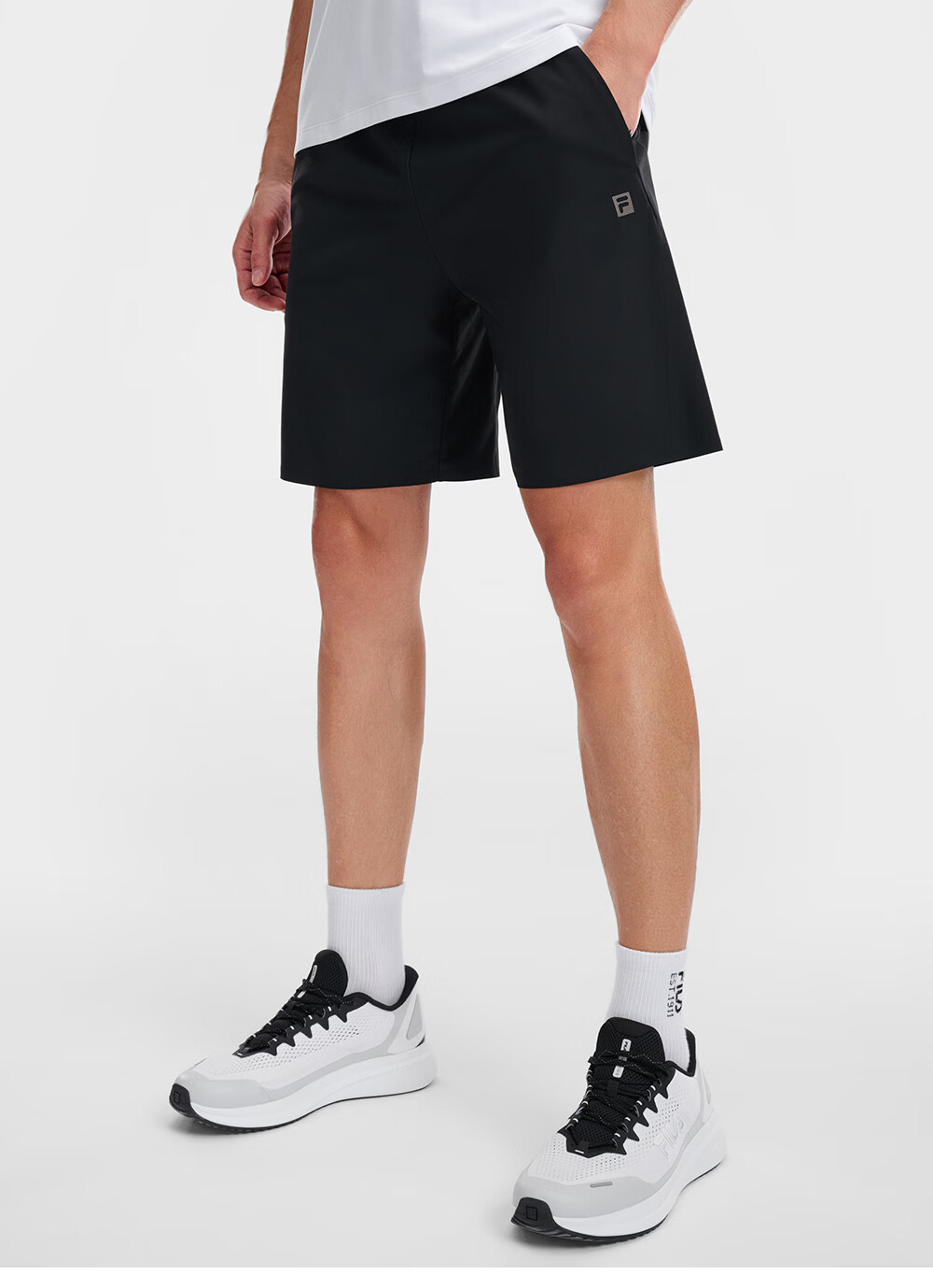 FILA Official Men's Knitted Shorts 2026 Summer New Fitness Sports Basic Sun Protection Knee-Length Pants 4