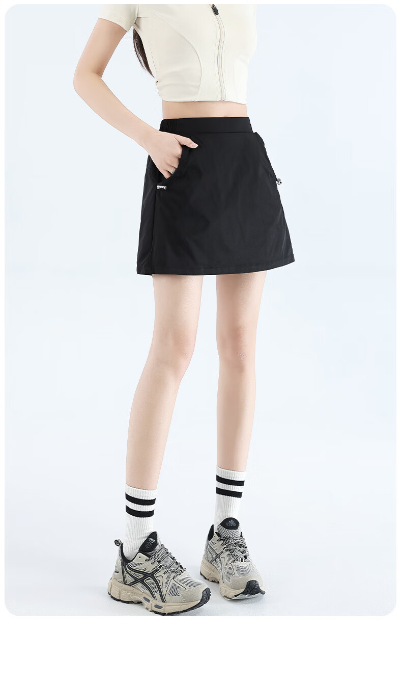 Langsha Women's Summer High-Waist Thin A-Line Workwear Skirt Elastic Waist Cool Comfortable Versatile Short Skirt 23