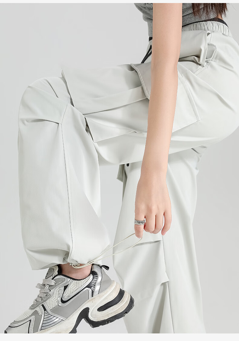 Borui Sunscreen Ice Silk Quick-Dry Work Pants Women 2026 New Summer Lightweight Breathable Casual Paratrooper Pants 9