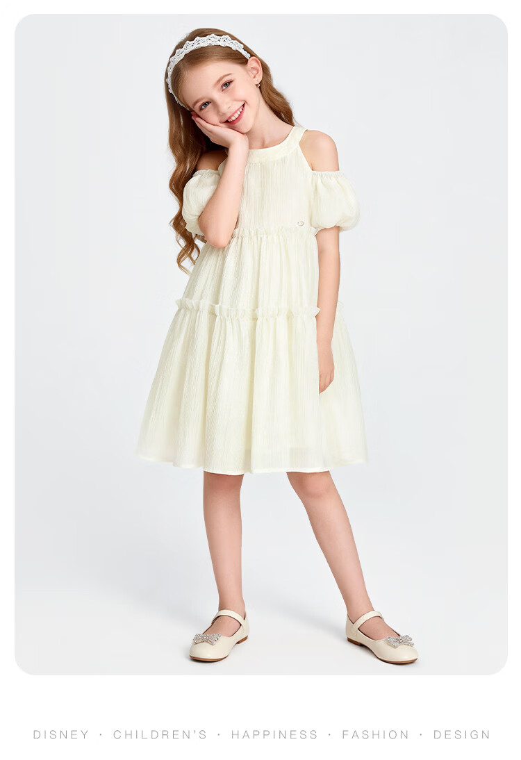Disney Girls Summer Dress Vacation Style Princess Lightweight Chiffon Cake Dress Holiday Gift 160 13