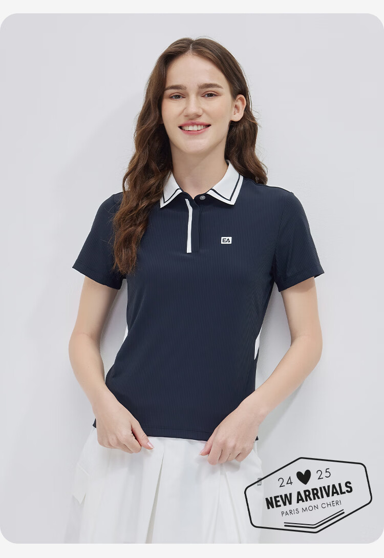 ELLE ACTIVE Colorblock Sports Polo Shirt Women Summer Slim Fit Versatile T-Shirt Short Sleeve Casual Commuting Black XL 11