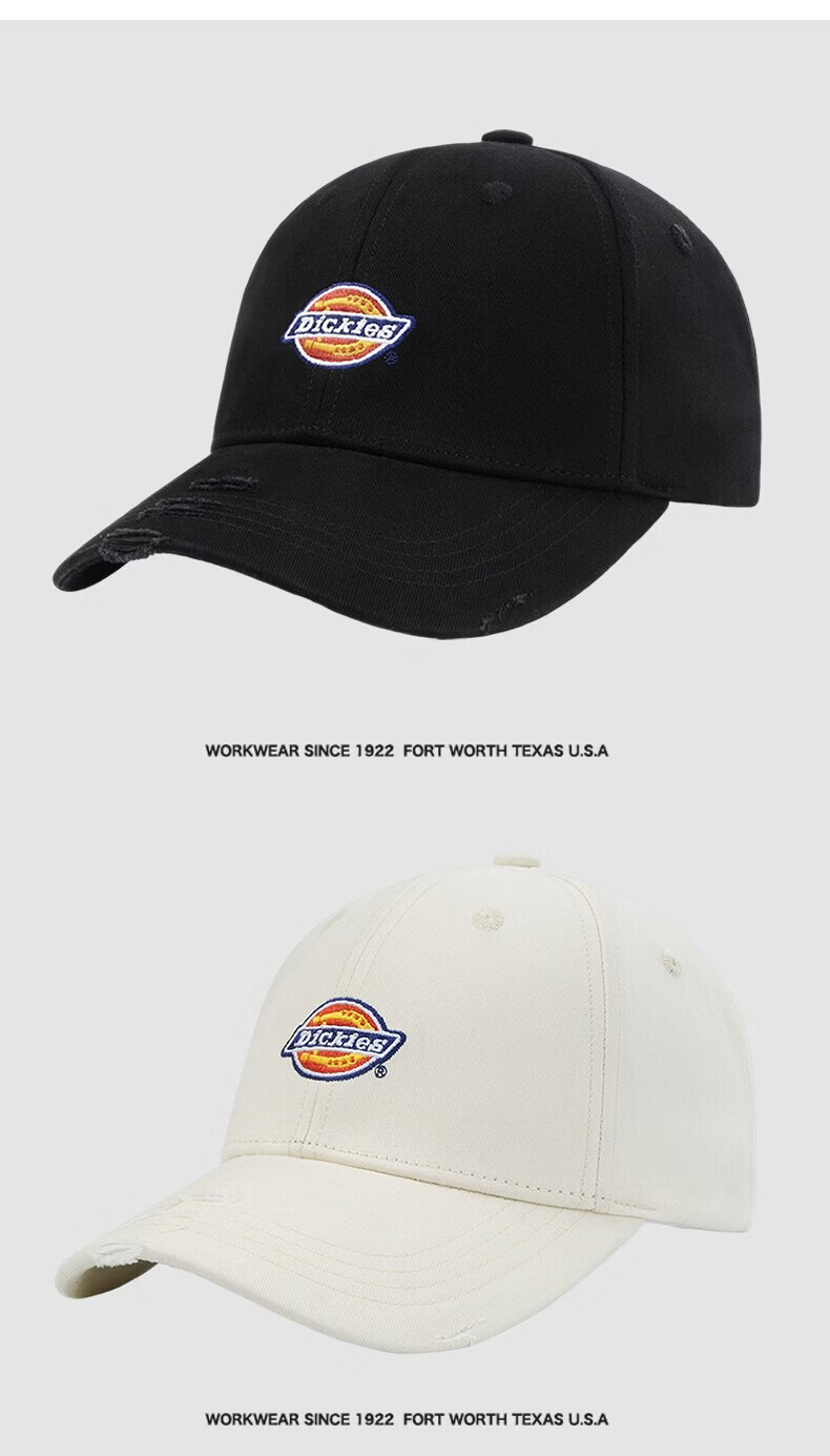 Dickies Hard Top Embroidered Baseball Cap Unisex Adjustable Sunshade Sports Casual Hat Black 14