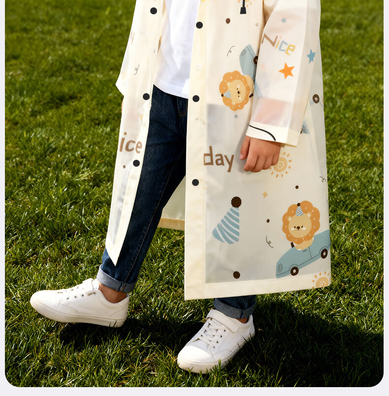 Yucheng Kids Raincoat Cartoon Print Elementary School Children Kindergarten Travel Portable Disposable Long Thickened Full-body Rain Poncho 21