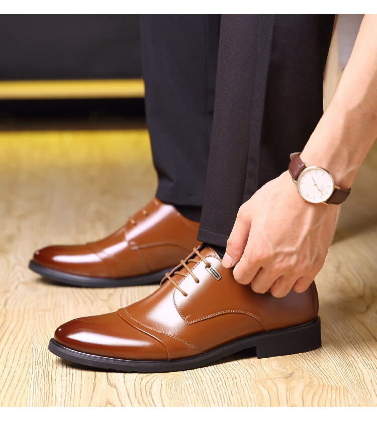 CARTELO Men's Leather Business Formal Shoes, Height-Increasing Men's Shoes for Autumn And Winter, Warm Footwear 2513, Black Height-Increasing Style, Size 39 25