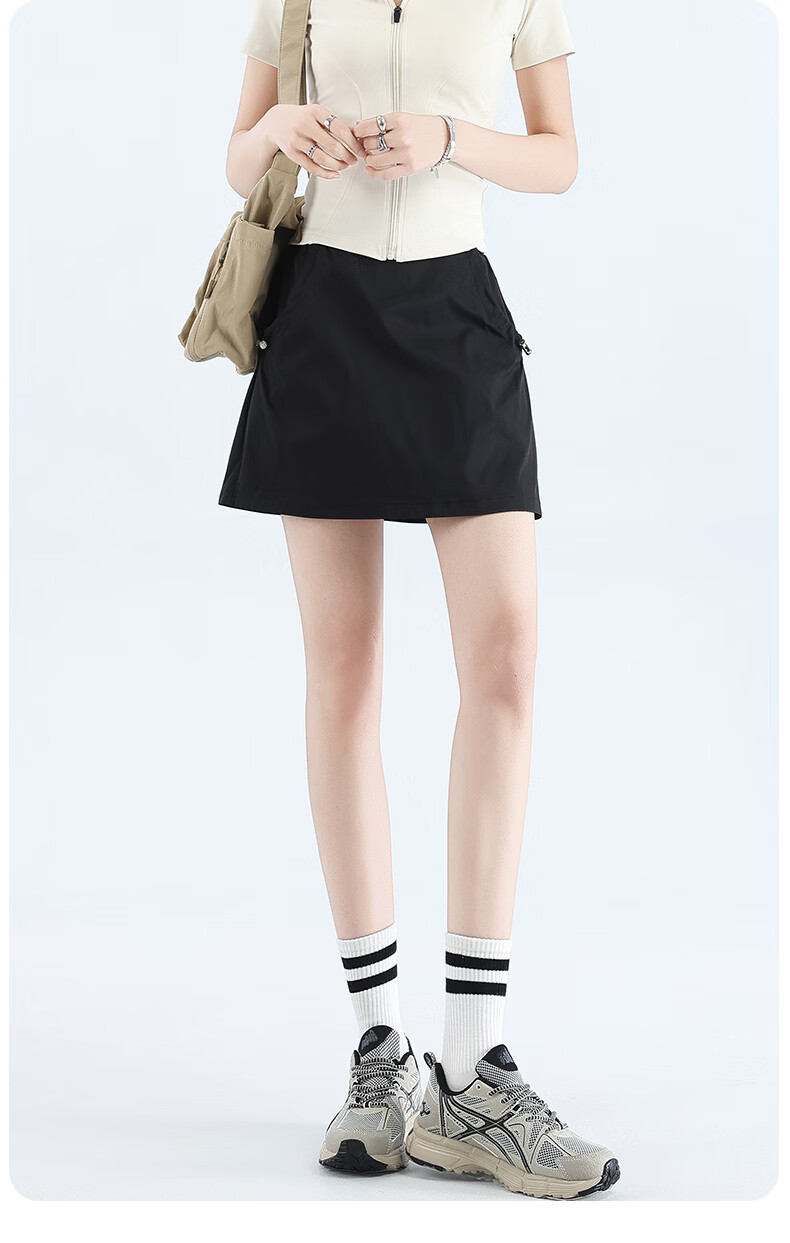Langsha Women's Summer High-Waist Thin A-Line Workwear Skirt Elastic Waist Cool Comfortable Versatile Short Skirt 21