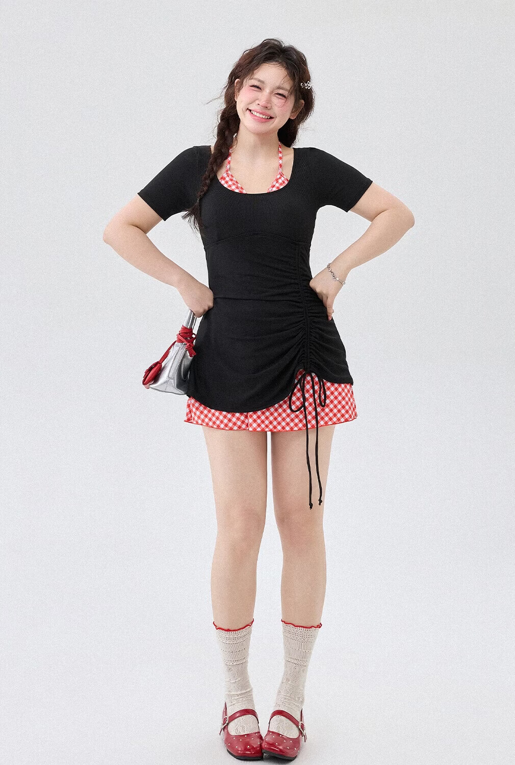 Agliondy Plus Size Women's One-Piece Swimsuit Waist Slimming Classic Black L 17