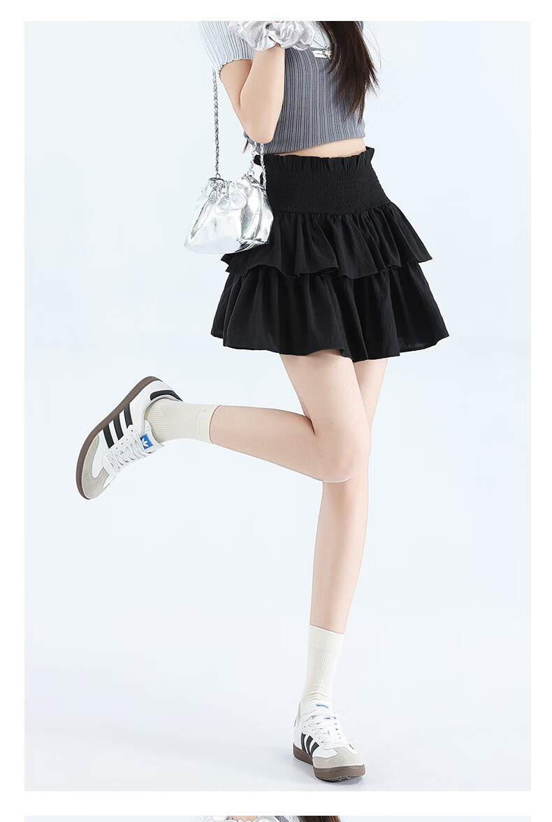 Langsha Ballet Short Skirt Women's Summer New Elastic Waist A-Line Pleated Lace Ruffled Puff Skirt Fashion Sweet Style 17