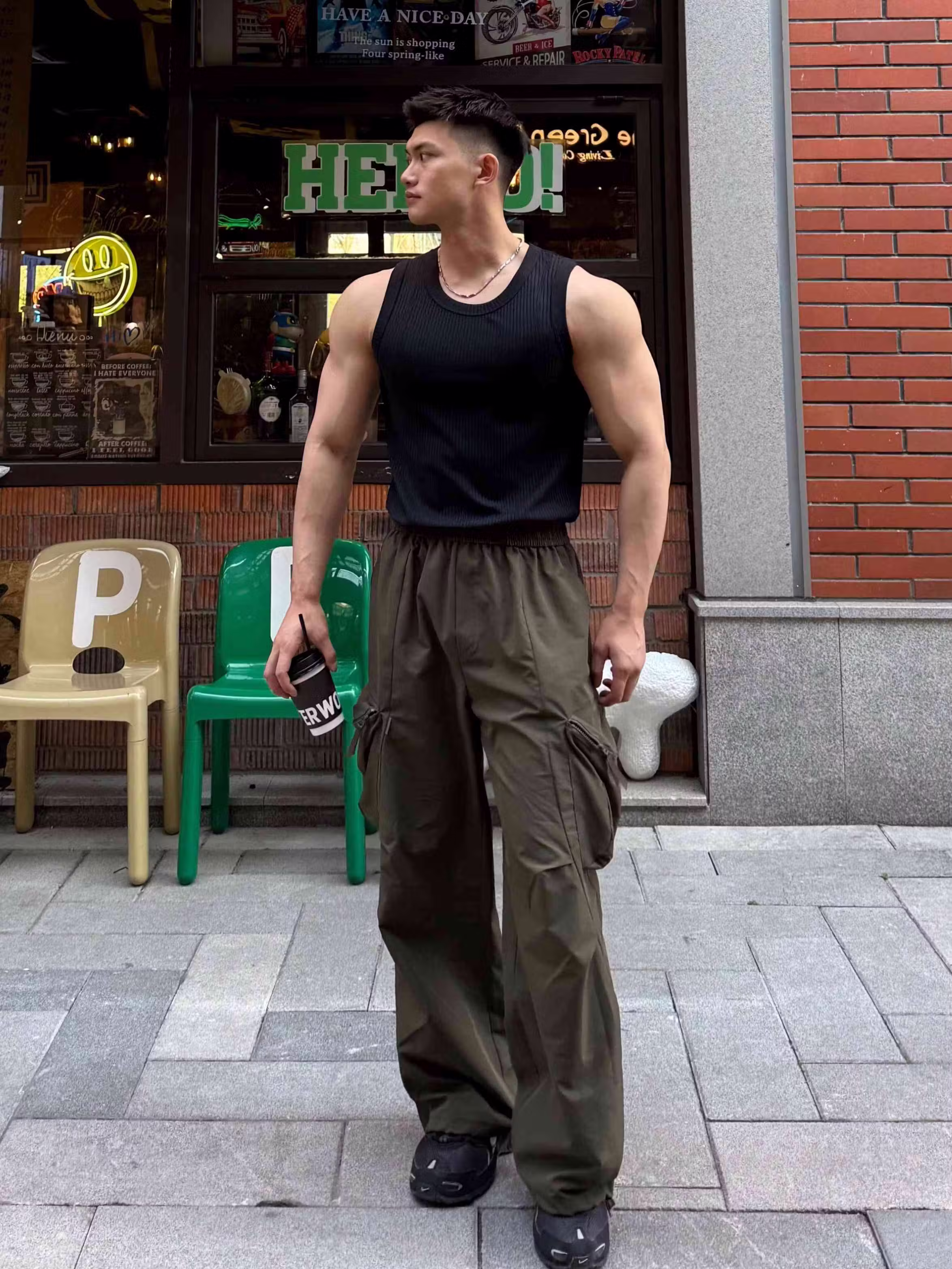 American Retro Heavy Fitness Vest Men's 300g High Elastic Muscle Men's Sports Vest Solid Color 01-TBX White 4XL [recommended 200-115kg]_viptrois.com