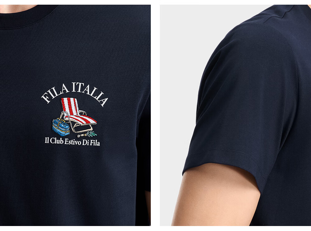 FILA Official Men's Knitted Short Sleeve Shirt 2026 Summer New Casual Cool Comfortable Dry Embroidered T-Shirt 14