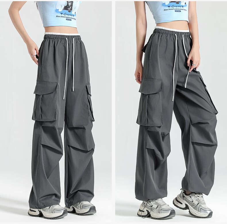 Borui Sunscreen Ice Silk Quick-Dry Work Pants Women 2026 New Summer Lightweight Breathable Casual Paratrooper Pants 15