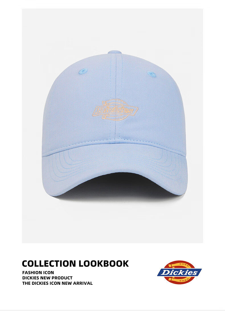 Dickies American Style Pure Cotton Baseball Cap Unisex Soft Top Duckbill Hat New Outdoor Sunshade Sun Protection Hat Gray Blue 8