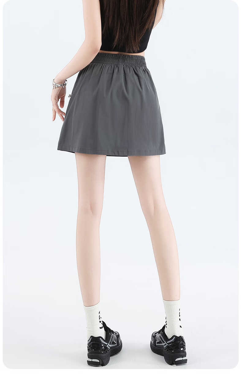 Langsha Women's Summer High-Waist Thin A-Line Workwear Skirt Elastic Waist Cool Comfortable Versatile Short Skirt 20