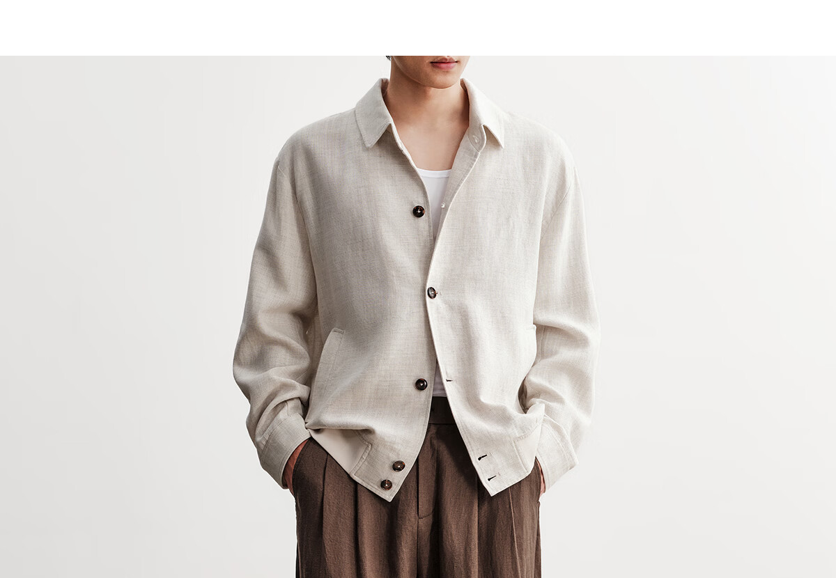 HAUT TON Vintage Style Linen Lyocell Knit Casual Jacket Men's Coat 2026 Spring Autumn Cardigan Shirt 6046 22