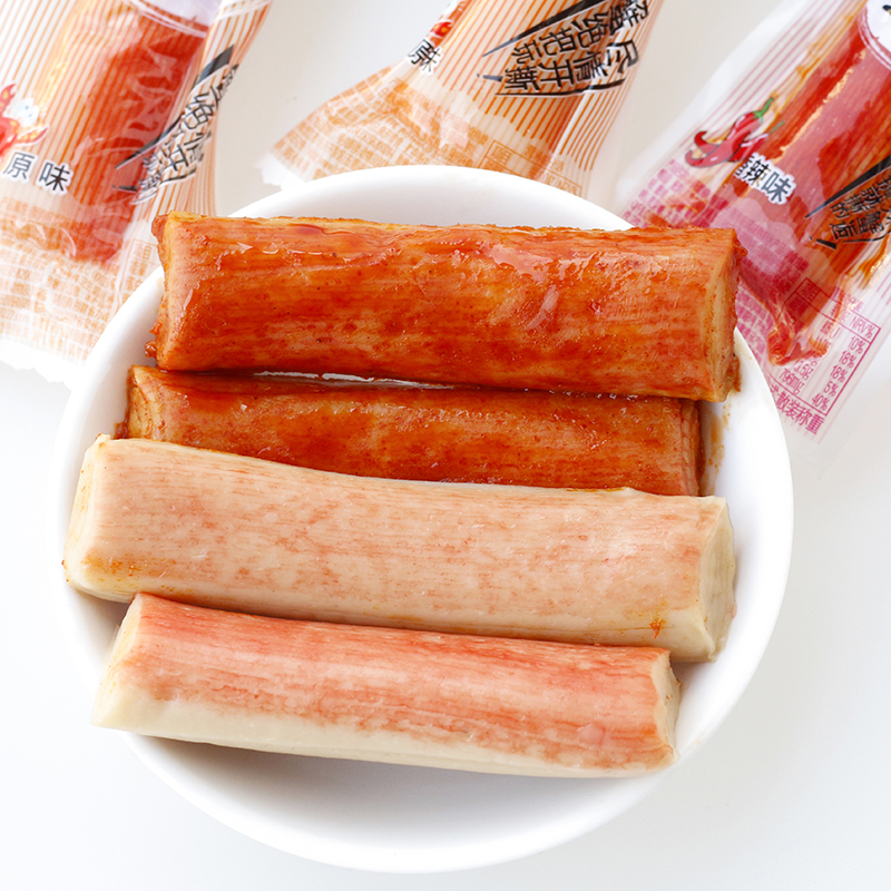 特产优联 手撕蟹柳蟹棒香辣原味仿蟹肉卷海鲜办公室即食食小吃500g