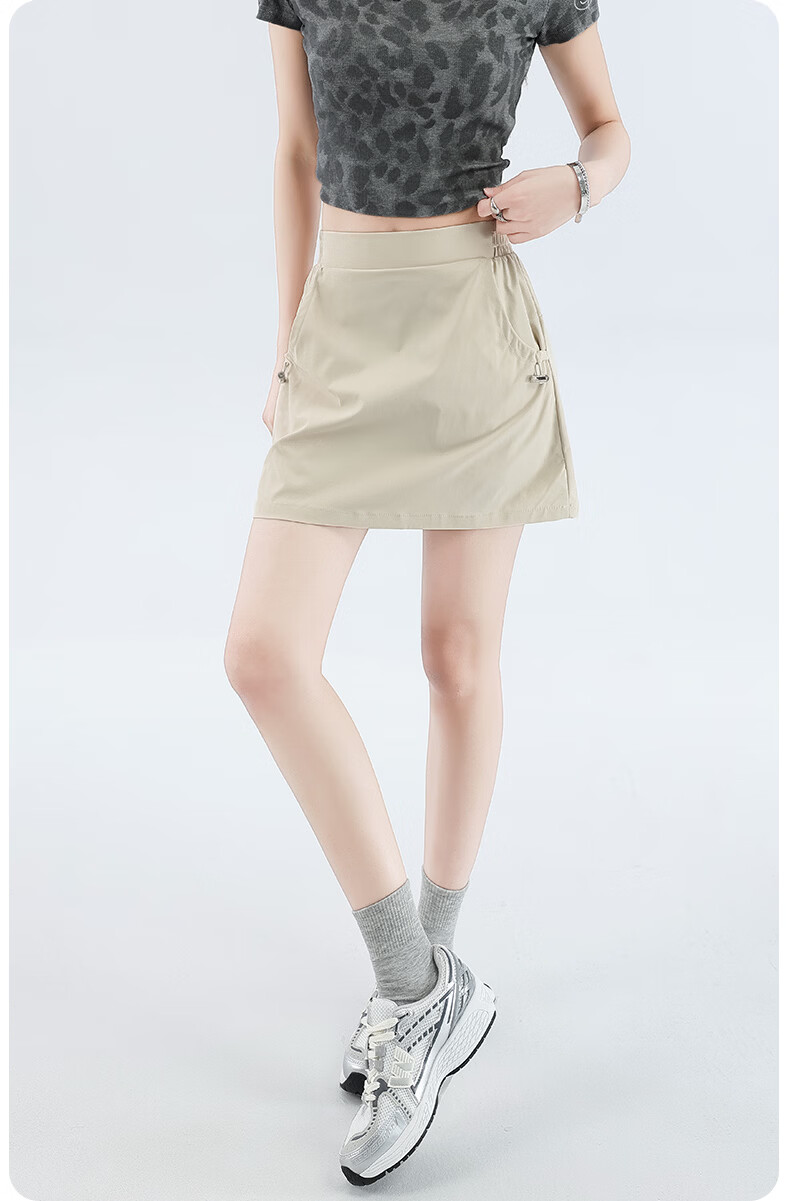 Langsha Women's Summer High-Waist Thin A-Line Workwear Skirt Elastic Waist Cool Comfortable Versatile Short Skirt 16