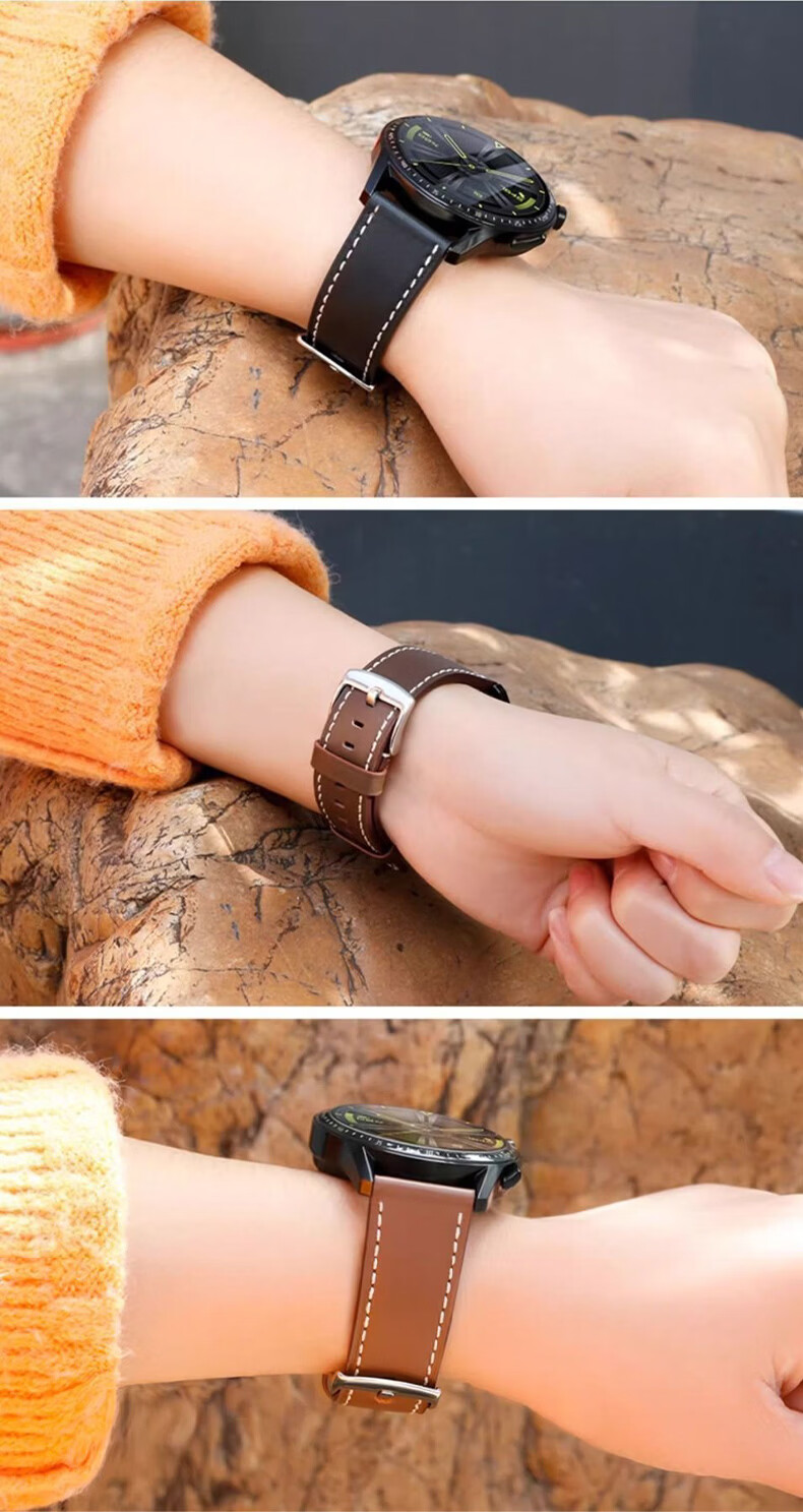 Baking Genuine Leather Watch Band Compatible with Huawei Watch5/4 Pro, Watch GT6/5/4/3/6/5 Pro/4 Pro/3 Pro Sports Strap for Men 46/48mm Dial 5