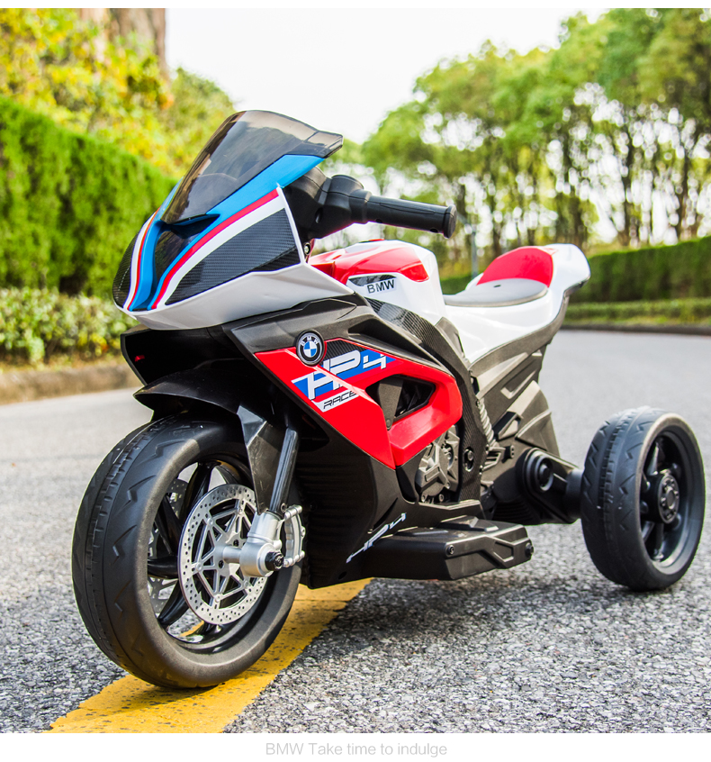 贝瑞佳正版授权宝马儿童电动车可坐人电动越野摩托车宝宝玩具车三轮车