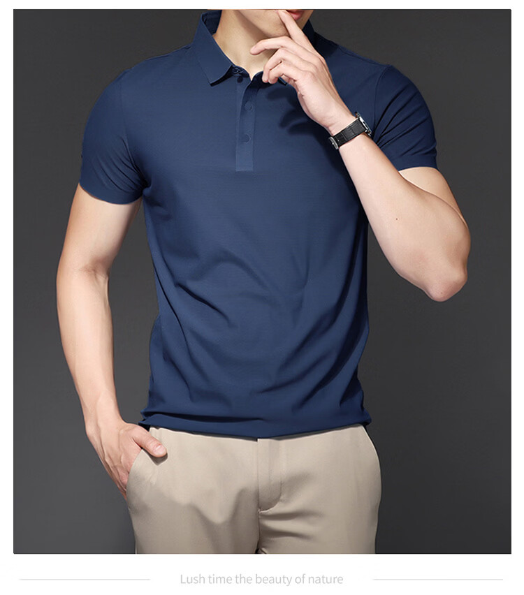ROMON Short Sleeve Polo Shirt Men's Summer Business Casual Cool Breathable Ice Silk Top Medium Gray XL 5