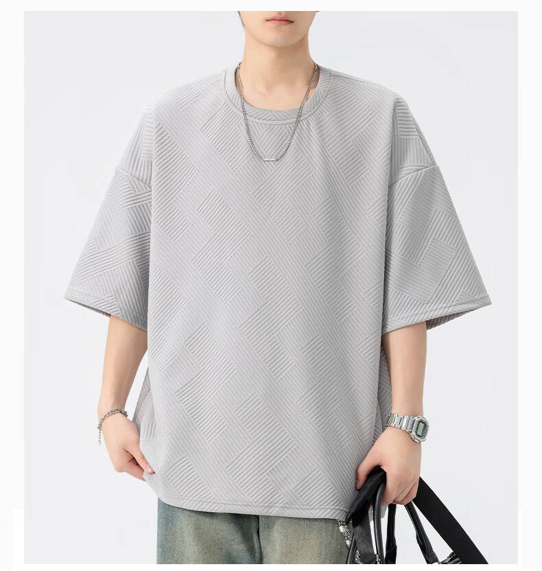 Fingercroxx IT Men's Summer Casual Basic Cotton T-Shirt, Trendy Loose Fit Short Sleeve Crew Neck Top, White, M 32