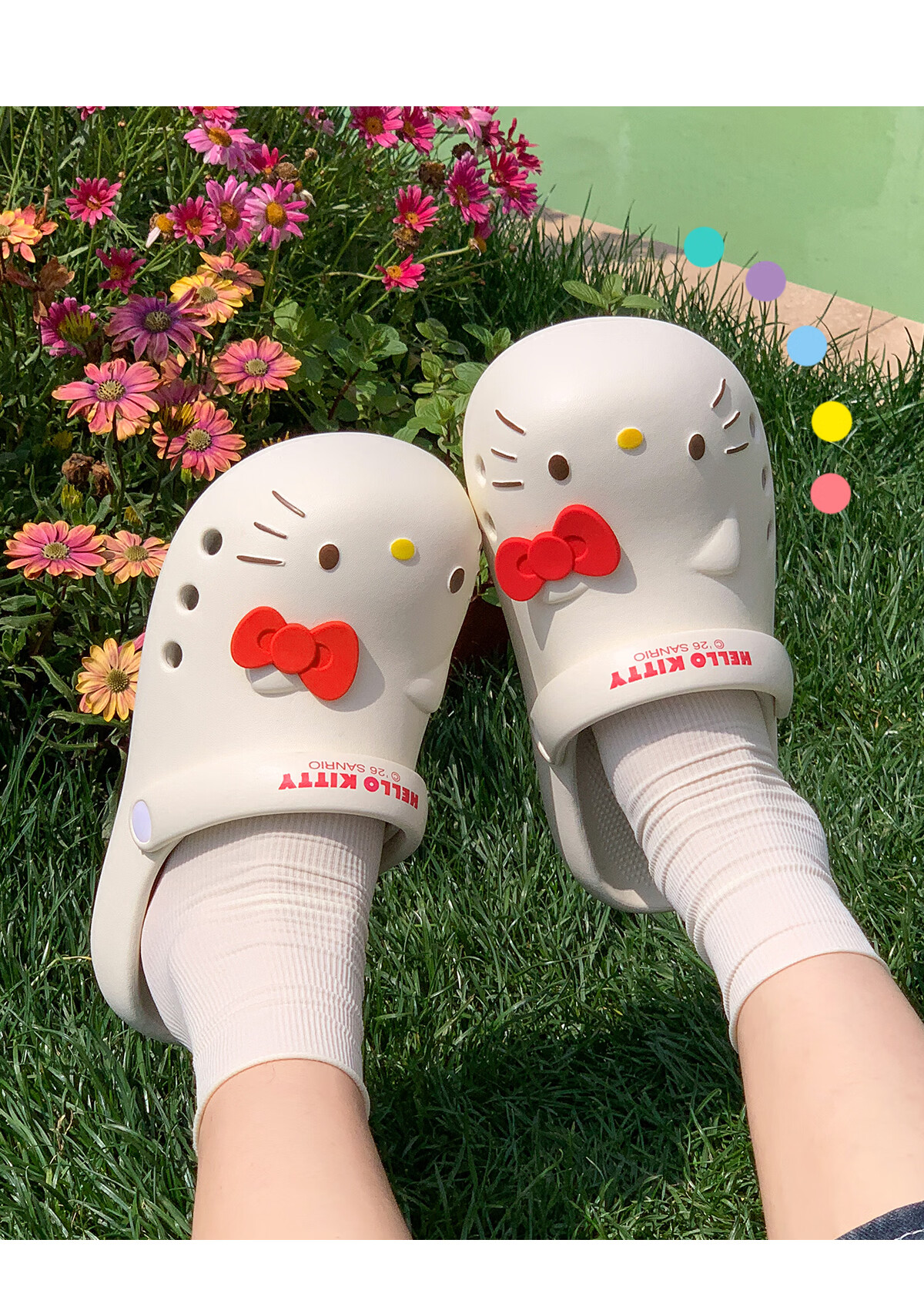 Runrou Women's Summer 2026 New Hello Kitty Thick Sole Height Increasing Outdoor Beach Shoes Non-slip Closed Toe Sandals 9