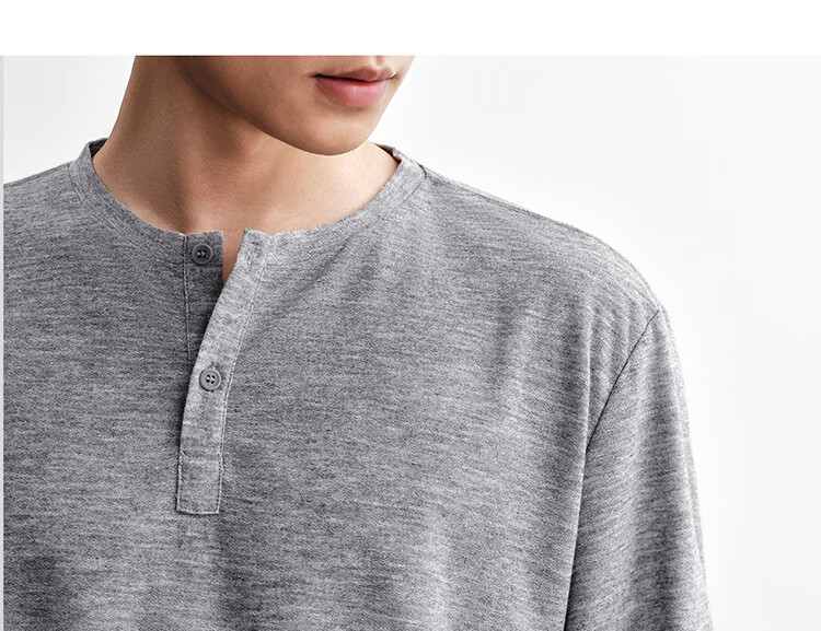 HAUT TON Fine Herringbone Texture Long Sleeve T-Shirt Men 2026 Spring Autumn New Base Layer Henley Collar Top 6002 23