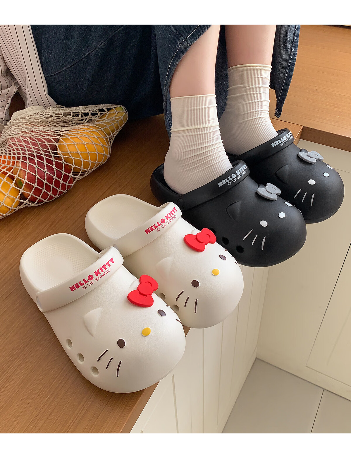 Runrou Women's Summer 2026 New Hello Kitty Thick Sole Height Increasing Outdoor Beach Shoes Non-slip Closed Toe Sandals 15