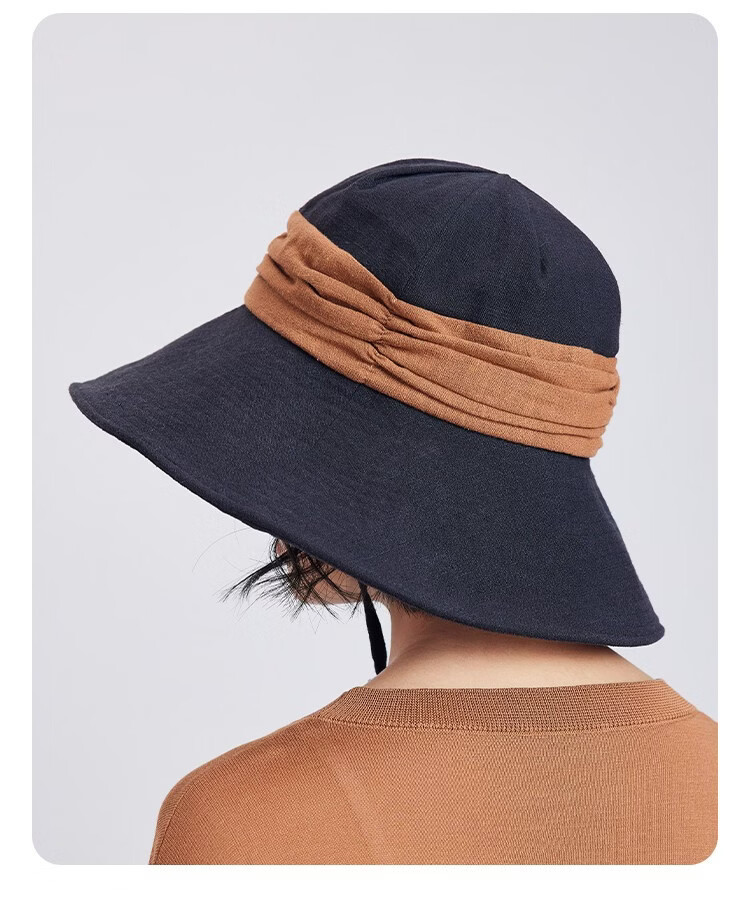 Lagur Breath Forest Natural Ramie Handmade Wide Brim Bucket Hat Women Sun Protection Summer Khaki 24